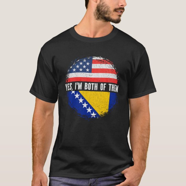 Halb-Amerikaner Hälfte bosnischen Bosnien und Herz T-Shirt (Vorderseite)