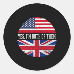 Halb Amerikanisch Halb Britisch USA-Flagge Vereini Runder Aufkleber