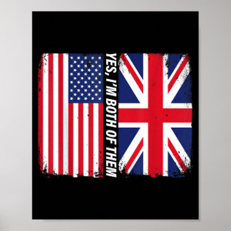 Halb Amerikanisch Halb Britisch USA UK Flagge Erbe Poster