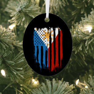 Halb Amerikanisch Halb Filipino Philippinen-Flagge Ornament Aus Metall