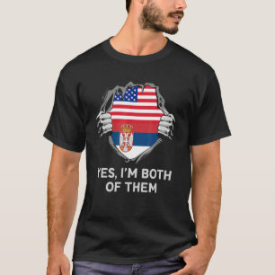 Halb amerikanisch halb serbisch USA Serbien Flagge T-Shirt