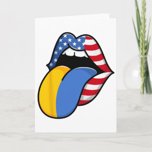 Halb Amerikanisch Halb Ukrainisch USA-Flagge In De Karte