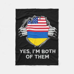 Halb Amerikanisch Halb Ukrainisch USA Ukraine Flag Fleecedecke