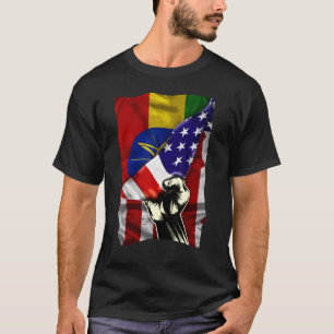 Halb Amerikanische Flagge Äthiopische Wurzeln USA- T-Shirt
