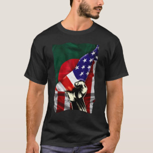 Halb amerikanische Flagge bengalische Wurzeln USA- T-Shirt
