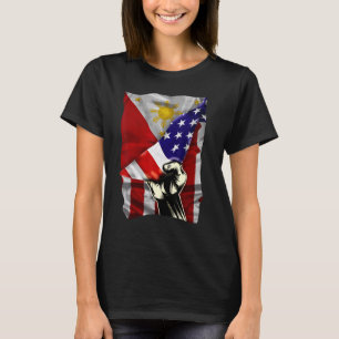 Halb amerikanische Flagge Filipino ROOTS USA-Flagg T-Shirt