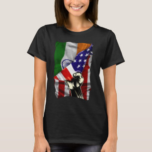 Halb Amerikanische Flagge Indisch WURZELN USA-Flag T-Shirt