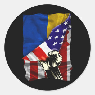 Halb amerikanische Flagge Ukrainische Wurzeln Usa Runder Aufkleber