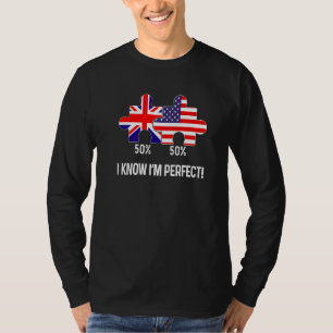 Halb amerikanische halb britische Flagge Karte kom T-Shirt