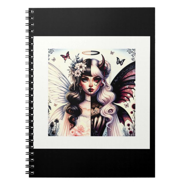 Halb Angel Devil Dark Beauty Broken Wing Fairy Notizblock (Vorderseite)