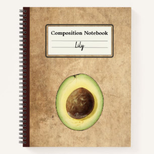 Halb-Avocado-Illustration Personalisiert Comp Notizbuch