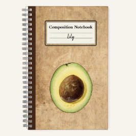 Halb-Avocado-Illustration Personalisiert Comp Notizbuch