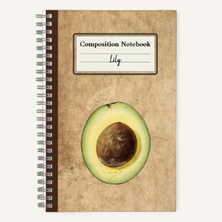 Halb-Avocado-Illustration Personalisiert Comp Notizbuch