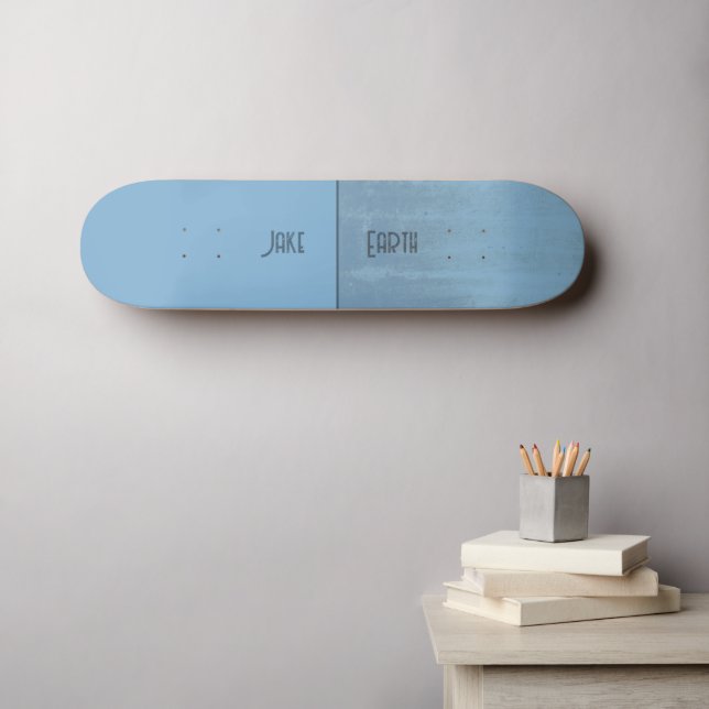 Halb Blau, Halb Nebel, Ihr Name und Text Skateboard (Wandkunst (Horz))
