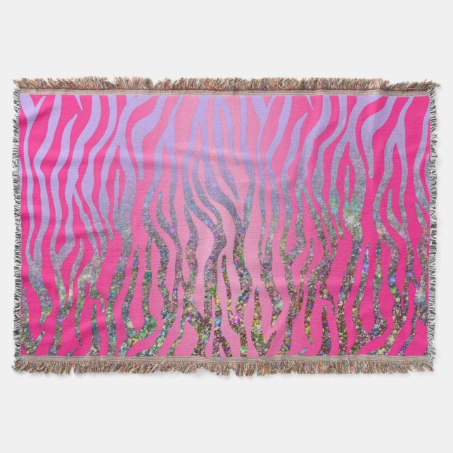 Halb Glitter Rosa Tiger Print Decke (Vorderseite)