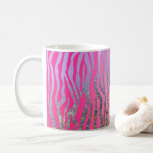 Halb Glitter Rosa Tiger Print Kaffeetasse