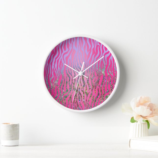 Halb Glitter Rosa Tiger Print Uhr (Zuhause)