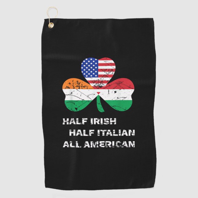Halb irisch Halb Italienisch Alle amerikanischen F Golfhandtuch (Vorderseite)