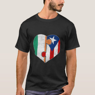 Halb irische Halbe Puerto Rico Fahne Herz Roots He T-Shirt