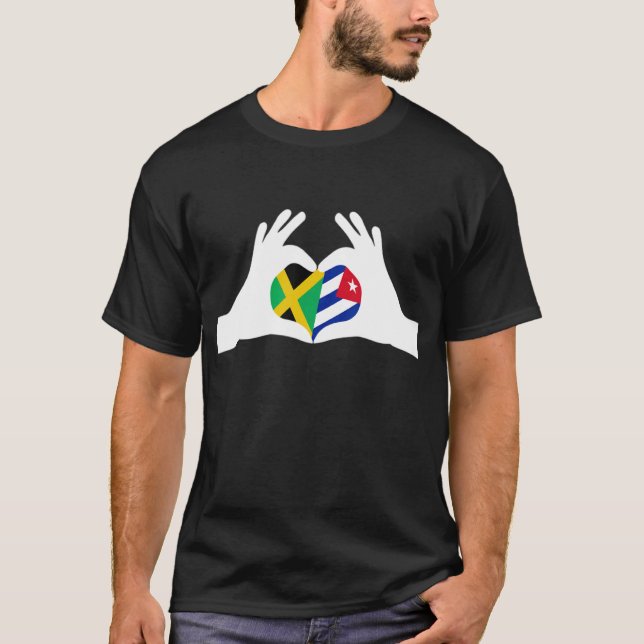 Halb Jamaikaner Halb Kubanisches Erbe Jamaika & Ku T-Shirt (Vorderseite)