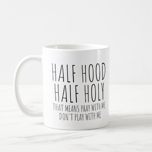 Halb Kapuze halb heilig Kaffeetasse (Links)