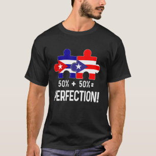 Halb Kubaner halb Puerto Rico Flag Karte kombinier T-Shirt