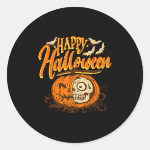 Halb Kürbiskopf Halloween Horror Spooky Night Runder Aufkleber