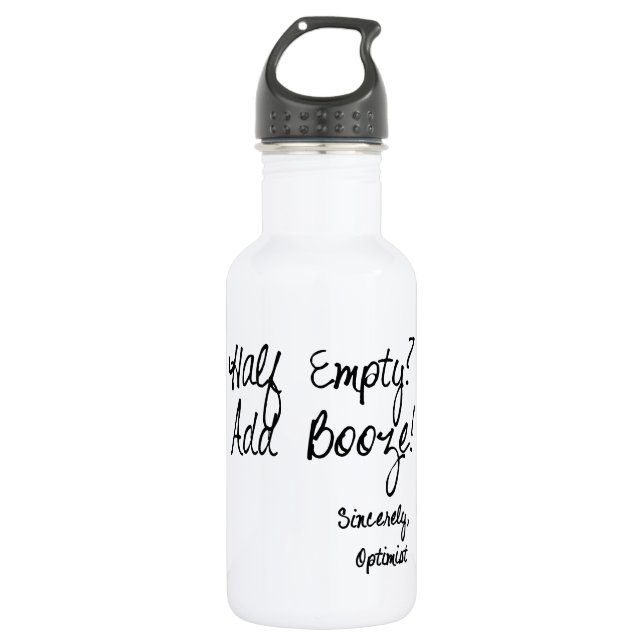 Halb leer? Booze! Edelstahlflasche (Vorderseite)