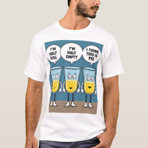 halb leere halbe komische Tasse T - Shirt
