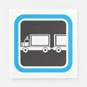 Halb-LKW und Anhänger blaues Symbol Serviette