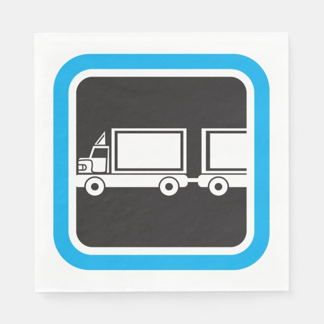 Halb-LKW und Anhänger blaues Symbol Serviette (Vorderseite)