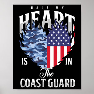 Halb mein Herz in der Küstenwache USA-Flagge  Mari Poster