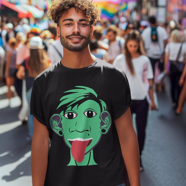 Halb Mensch / Halb Alien Lustiger Typ Komödien-Cha T-Shirt (Von Creator hochgeladen)