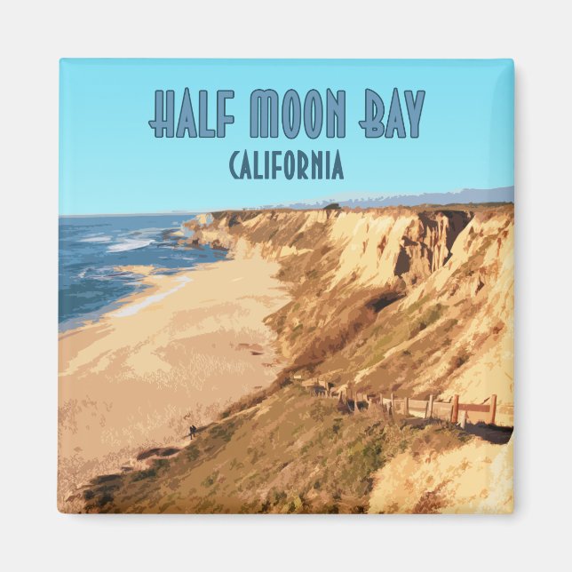 Halb Moon Bay Kalifornien Vintag Magnet (Vorne)