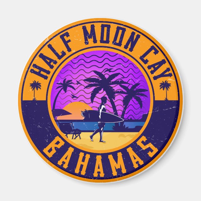 Halb Moon Cay Bahamas - Retro Vintager 80er Magnet (Vorne)