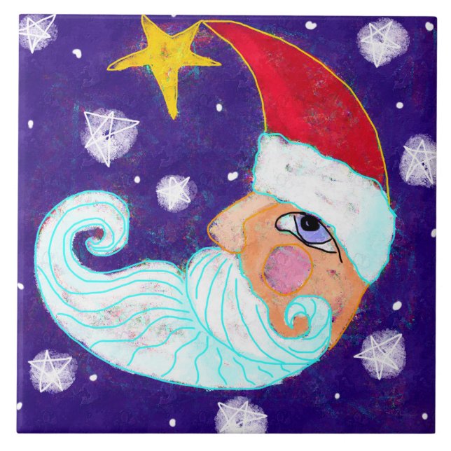 Halb Moon Santa Claus Abstrakte Kunst Fliese (Vorderseite)