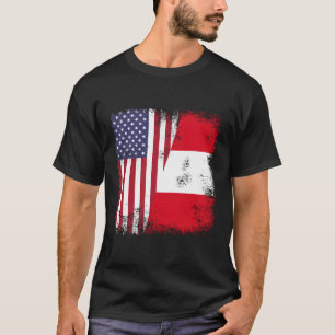 Halb peruanische Flagge Peru Usa T-Shirt