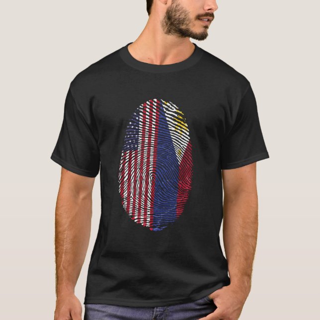 Halb Philippine Halbe amerikanische Flagge USA Phi T-Shirt (Vorderseite)