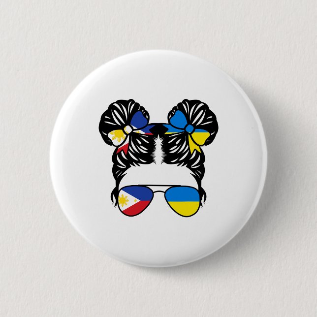 Halb philippinisch halb ukrainisches Mädchen Phili Button (Vorderseite)