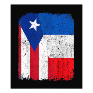Halb puerto-ricanisch halb französische Flagge Erb Fotodruck