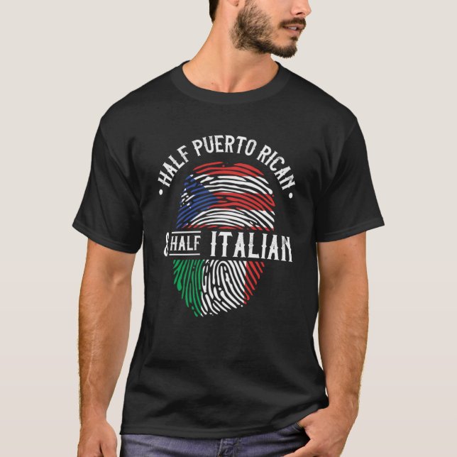 Halb puerto-ricanisch und halb italienisch Flaggen T-Shirt (Vorderseite)