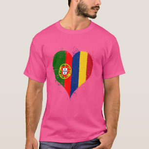 Halb Rumäne Hälfte Portugiesisch A Rumänien Portug T-Shirt