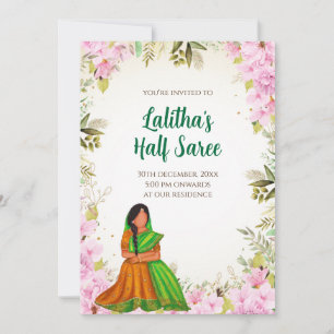 Halb Sari Einladung Indische Sari-Funktionseinladu
