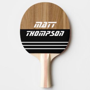 Halb-Schwarz-Halbholz-Pingpongpaddel mit Name Tischtennis Schläger