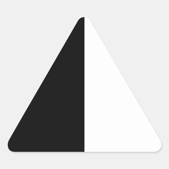 Halb schwarz und halb weiß Mittelmaß passen sich d Dreieckiger Aufkleber (Vorderseite)