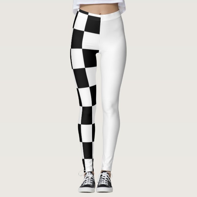 Halb schwarz-weiße Leggings (Vorderseite)