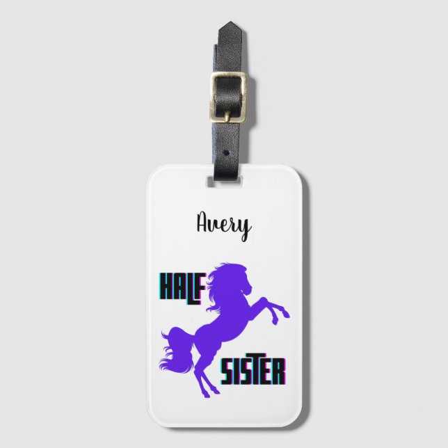 Halb Schwester Lila Pony Sibling Gepäckanhänger (Vorderseite Vertikal)