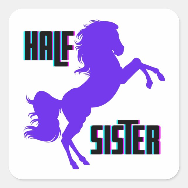 Halb Schwester Lila Pony Sibling Quadratischer Aufkleber (Vorderseite)