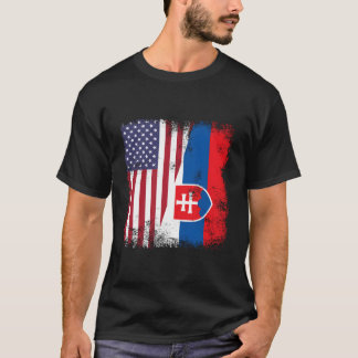Halb slowakische slowakische Flagge - Slowakei USA T-Shirt