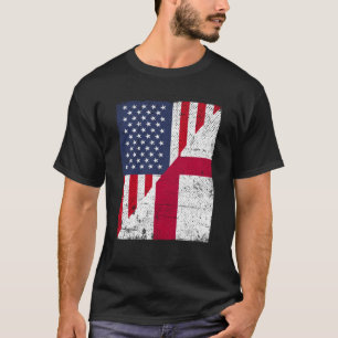Halb USA-Flagge Halb England-Flagge Amerikanisches T-Shirt